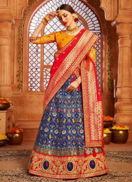Blue Colour Gajraj New Designer Festive Wear Heavy Silk Lehenga Choli Collection 109